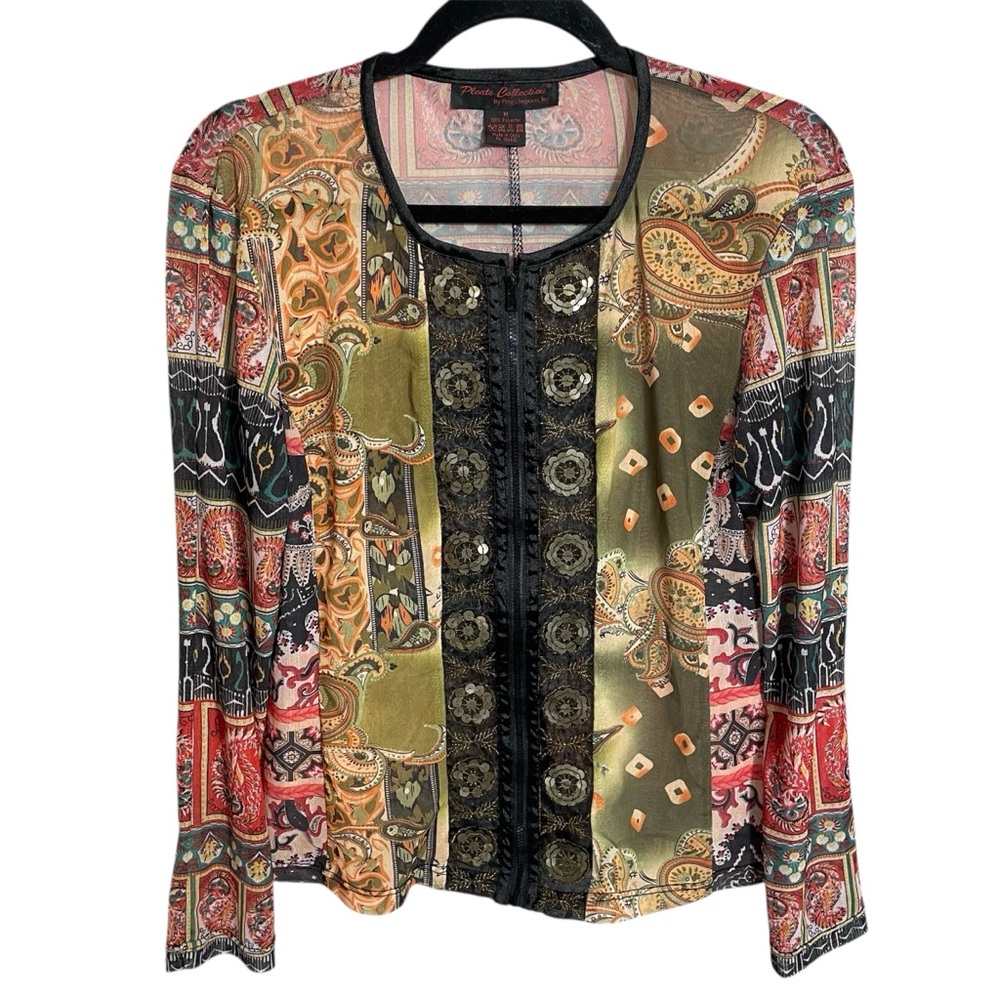 Pleats Collection by Pings Imports Zip BOHO top *As Is*